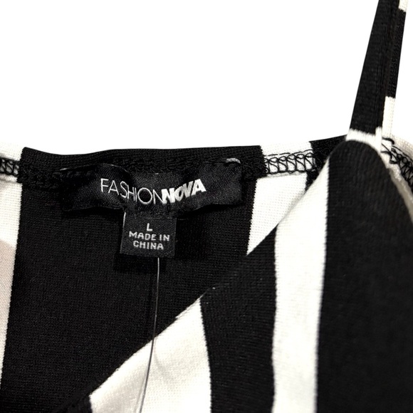 Fashion Nova, Striped Bodycon Dress, Large, Black & White - Picture 5 of 10